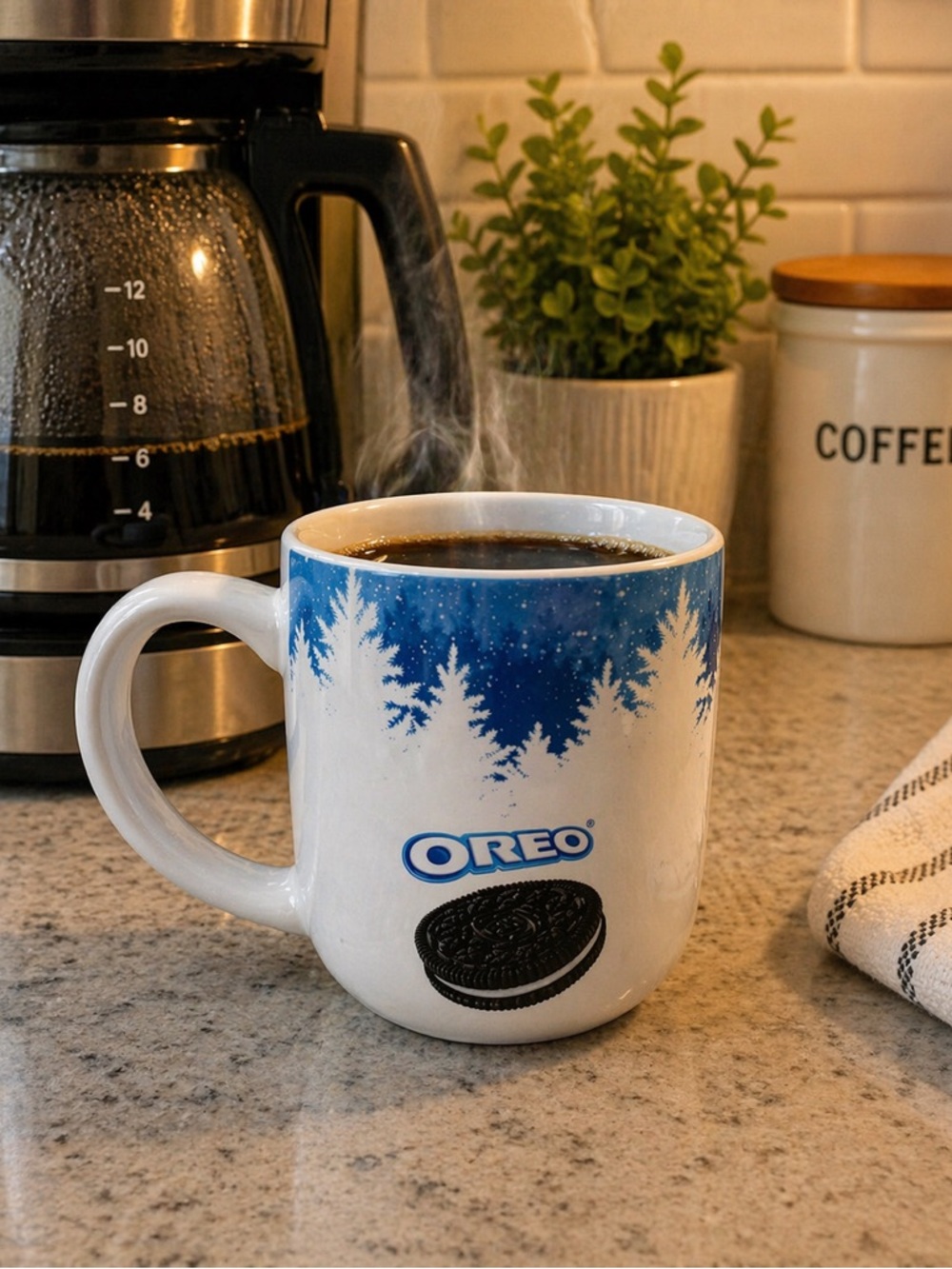 OREO Cookie Coffee Mug 2018 Frankford Candy Novelty Cup Blue White Black Gift